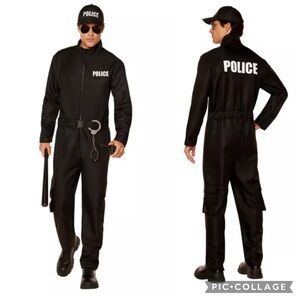 Spirit Halloween Black Police Costume Jumpsuit size Xl